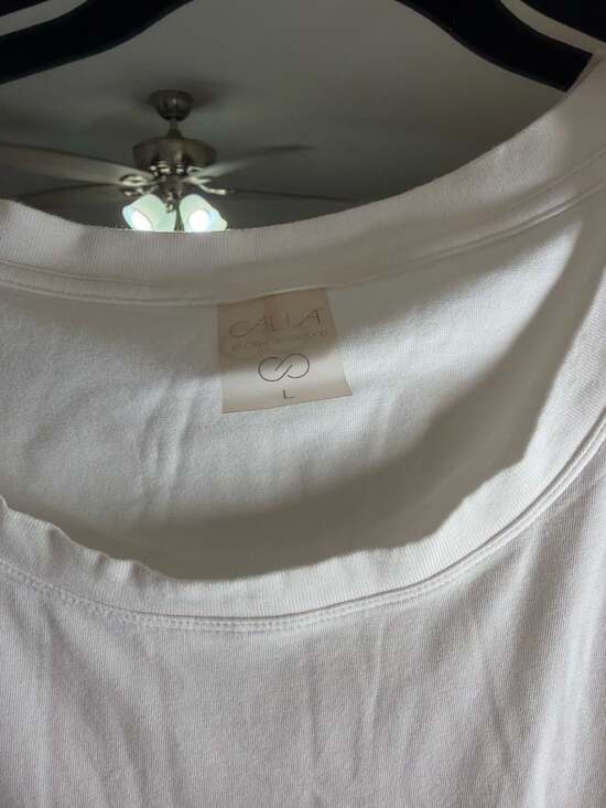 CALIA White Short Sleeve Scoop Neck T-Shirt Size Large - Picture 2 of 5